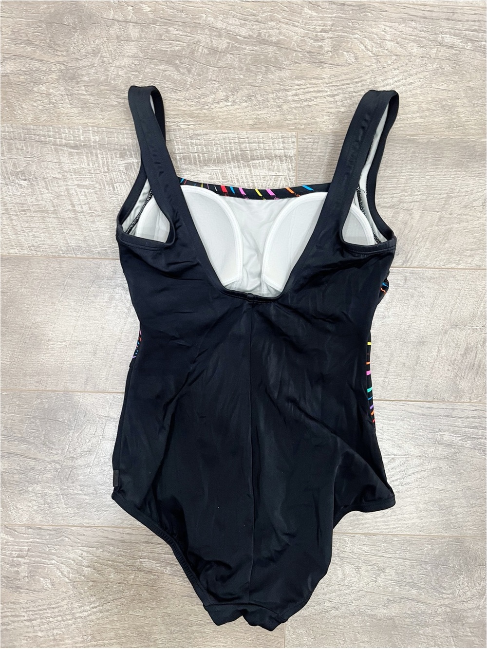 Reebok One Piece Swimsuit Size 8 Black Multicolor Ruched Tummy Control Swimwear - Picture 10 of 11